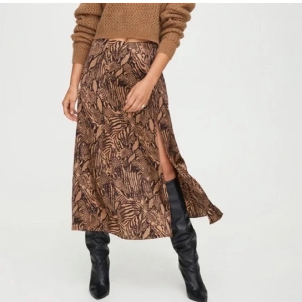 Aritzia Wilfred Snake Print Silk Skirt